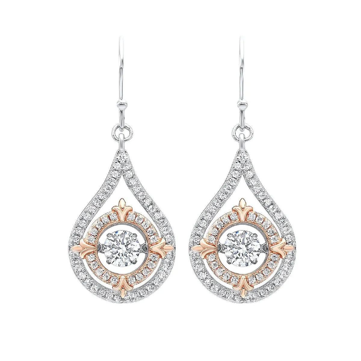 Sterling Silver Two-Tone Cubic Zirconia Rhythm of Love Earrings