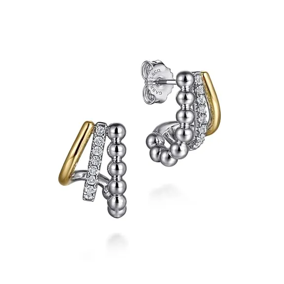 Two-Tone Multi Row Bujukan J-Hoop Earrings by Gabriel & Co