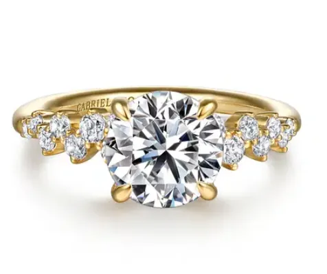 14K Yellow Gold Round Center Semi-Mount Engagement Ring by Gabriel & Co