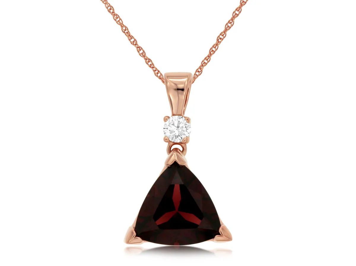14K Rose Gold Trillion Cut Garnet & Diamond by RJM