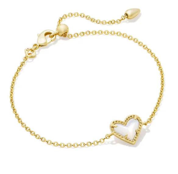 Ari Heart Gold Plated Ivory MOP Delicate Chain Bracelet by Kendra Scott