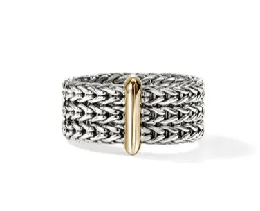 Icon Link 14K Gold & Silver 9mm Band Ring Sz 8 by John Hardy