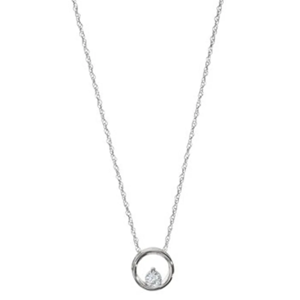 Ladies 14K White Gold And Diamond Round Shape Pendant