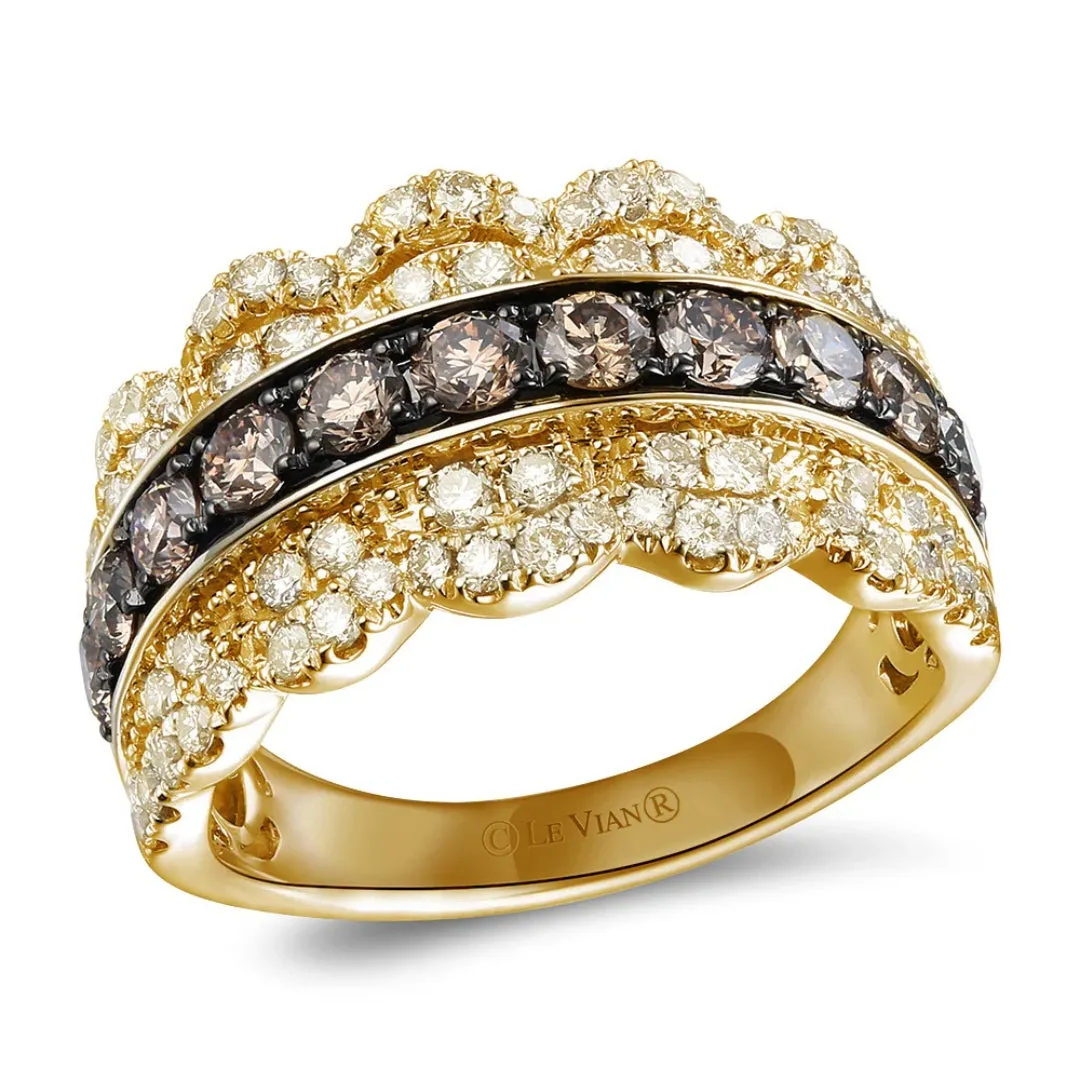 14K Honey Gold Chocolate & Nude Diamond Ring