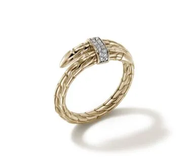 Spear 14K Yellow Gold Diamond Pave Single Wrap Ring by John Hardy