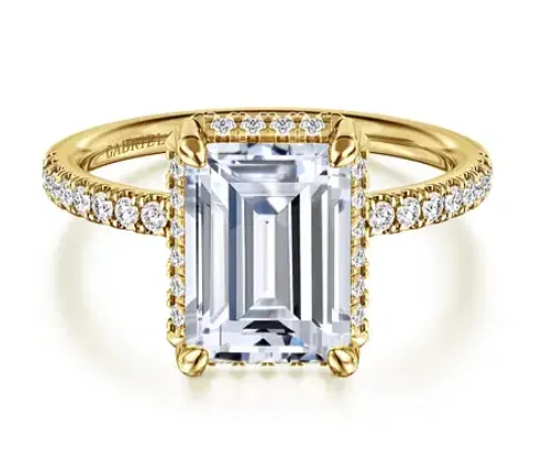 14K Yellow Gold Emerald Cut Engagement Ring by Gabriel & Co