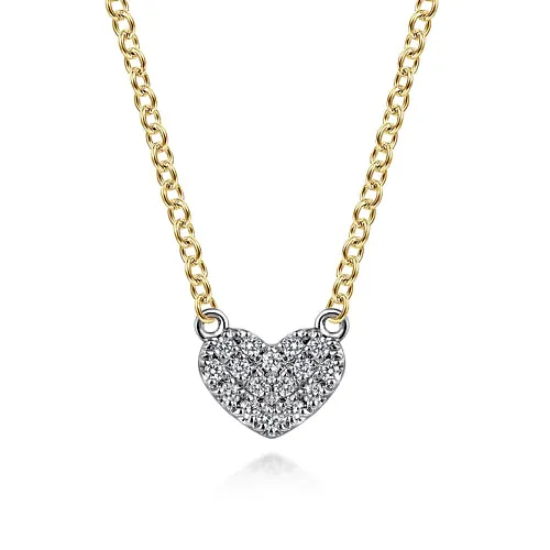 14K White & Yellow Gold Diamond Heart Pendant Necklace by Gabriel
