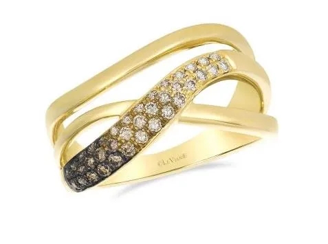 14K Honey Gold 0.34cttw Nude & Chocolate Ombre Diamond Ring by LeVian