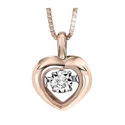 10K Rose Gold 0.02cttw Diamond Rhythm of Love Heart Pendant