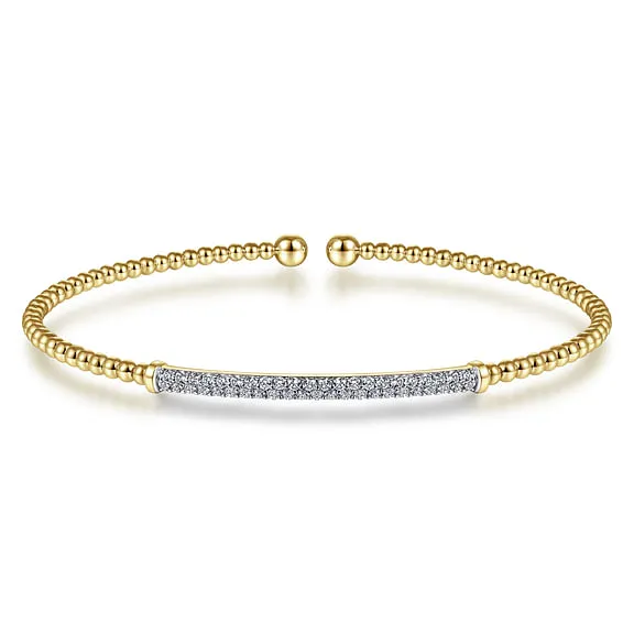 14K Yellow Gold 0.32cttw Diamond Bar Split Cuff Bracelet by Gabriel