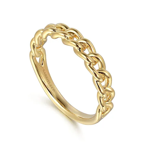 14K Yellow Gold Cuban Link Stackable Ring by Gabriel