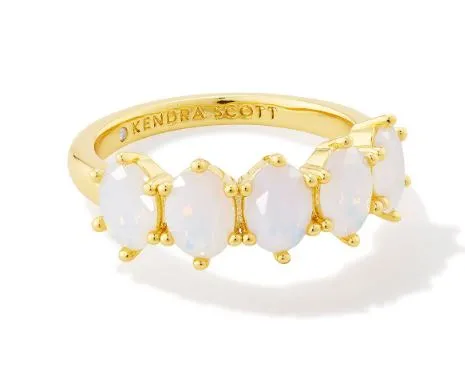 Cailin Gold Plated Champagne Opal Crystal Band Ring Sz 6 by Kendra Scott