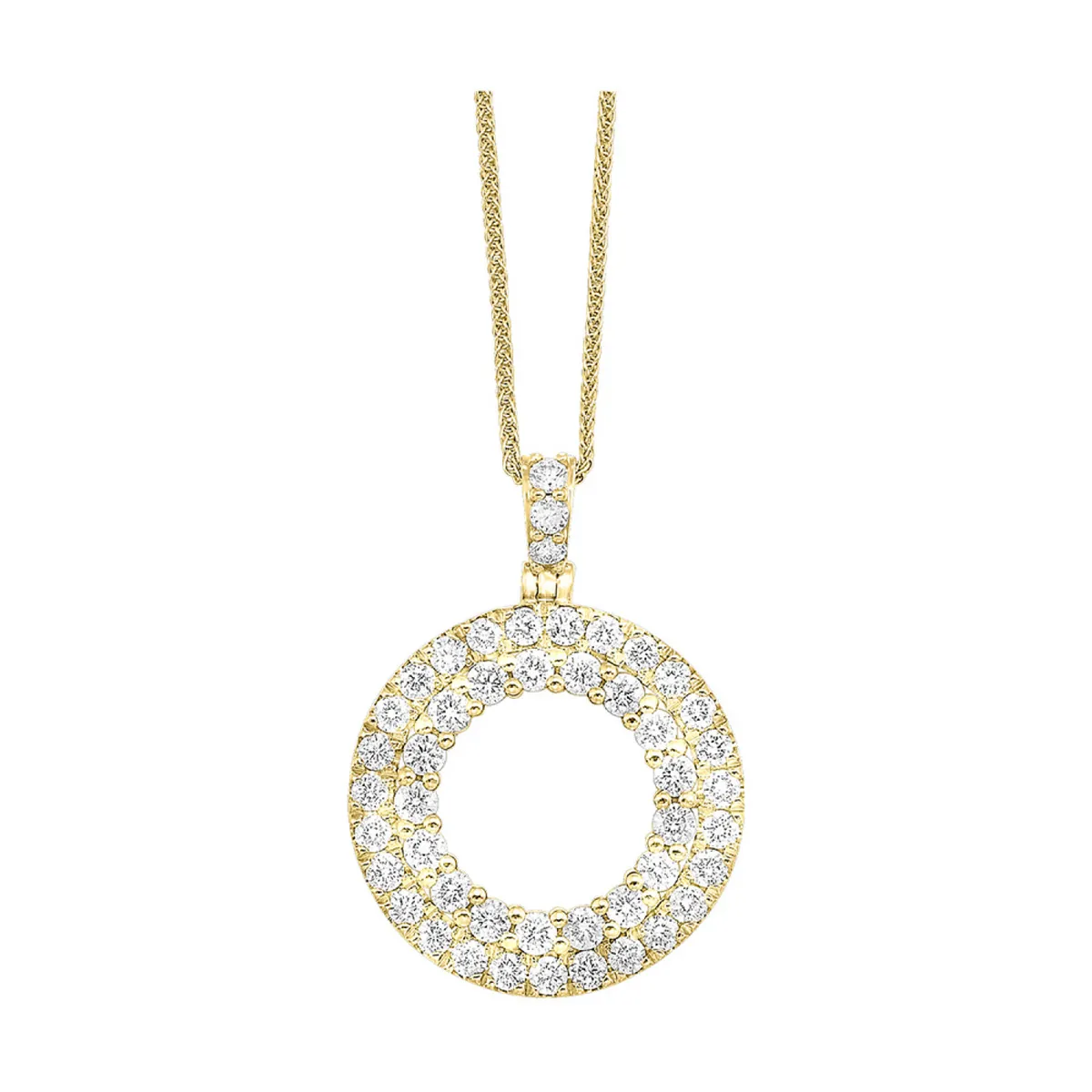 14K Yellow Gold Diamond Pendant Necklace
