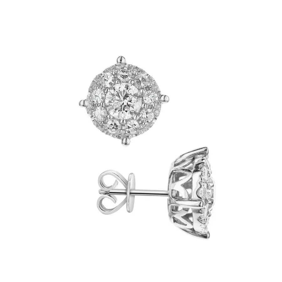Diamond Stud Earrings, 0.75 Carat on Solid 14k White Gold
