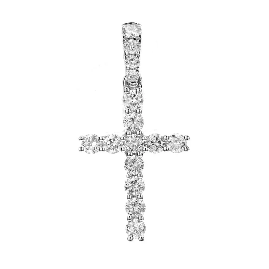 Diamond Cross Pendant, 0.73 Carat on 18k White Gold 66419